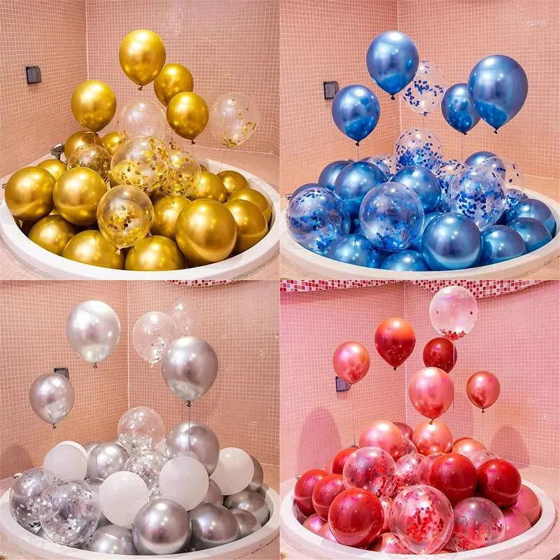 Décoration de fête 12 pouces brillant bébé rose métal perle ballon en latex or rose épais chrome métallique Globo mariage anniversaire décor