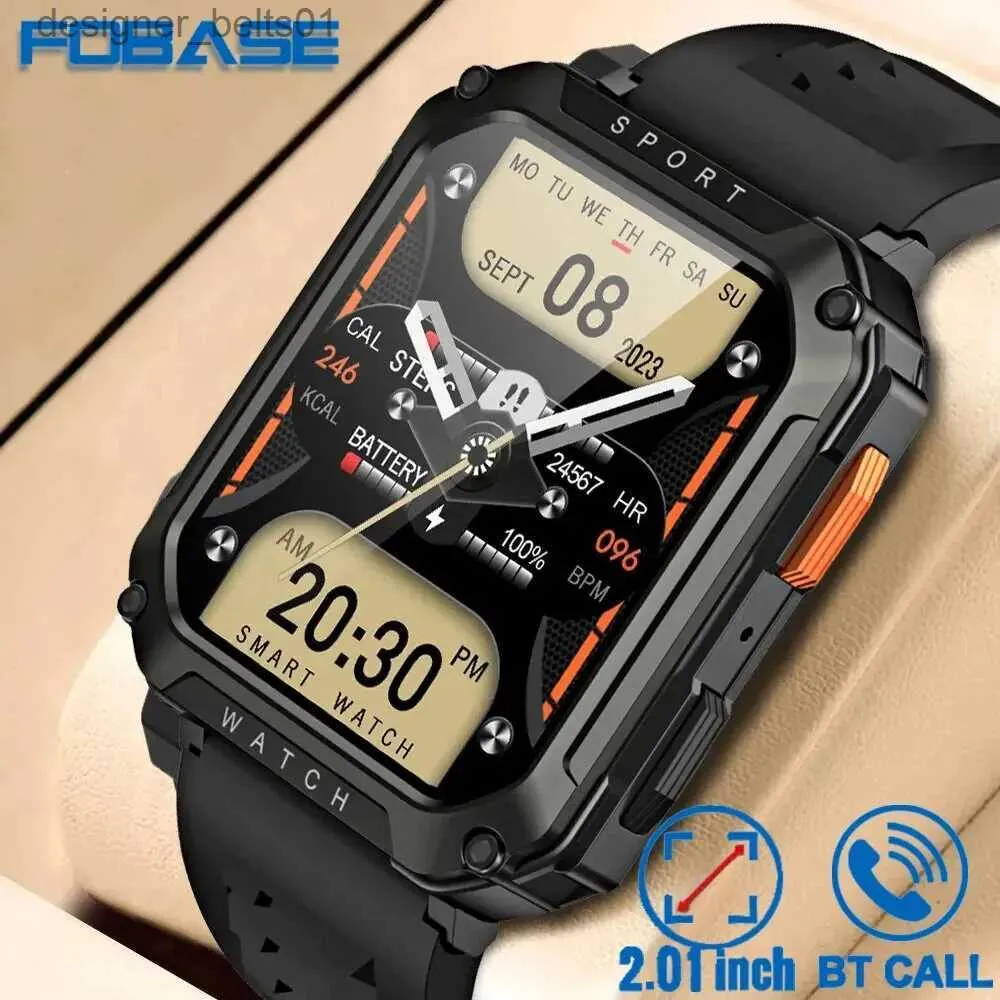 その他の時計FOBASE T8 PRO 2.01インチメンズアウトドア頑丈な軍用BTコールスマートスポーツフィットネストラッカーハートモニターIOSL231122