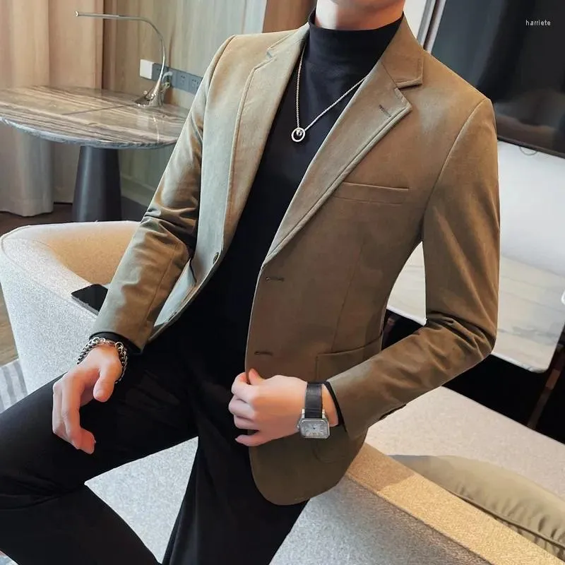 Męskie garnitury męskie Blazer Single Beded Lape Casual Long Rękaw dekoracyjny garnitur kieszonkowy odzież robocza kostium biznesowy homme
