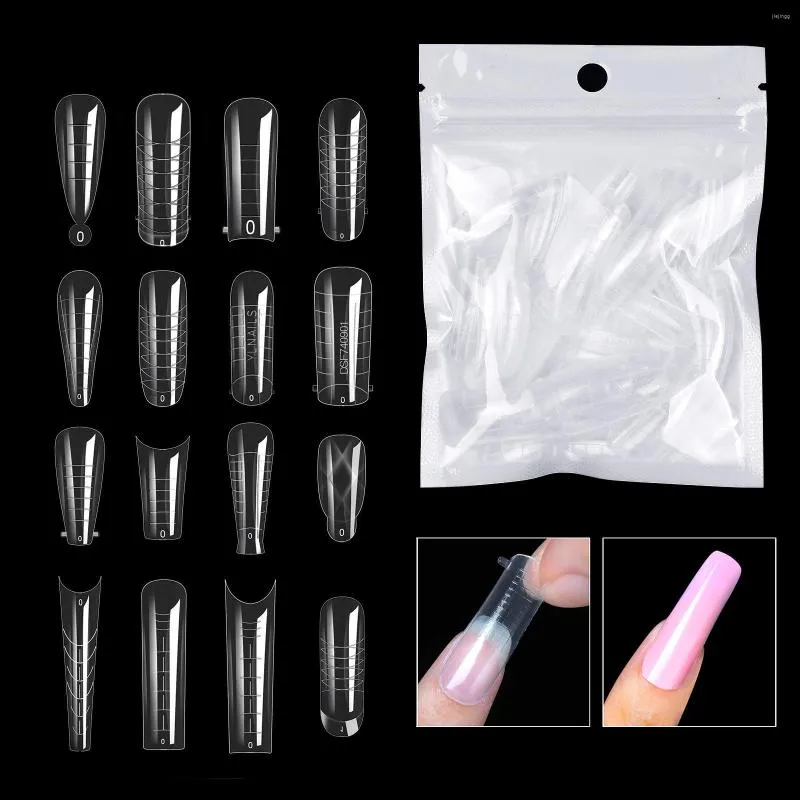 Falska naglar 60st/väska snabb förlängning Fake Nail Mögel Tips Akryl Fullt omslag Former UV Gel Manicures Tools Set