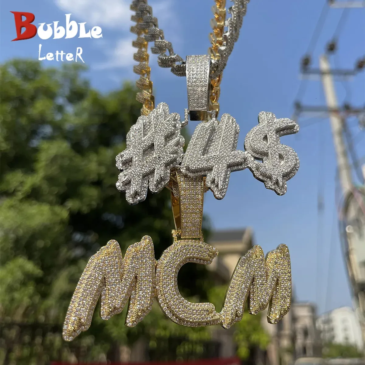 Pendentif Colliers Bubble Lettre Collier personnalisé Hommes Nom personnalisé Iced Out Charms Hip Hop Bijoux Tendance Designer de luxe 231122