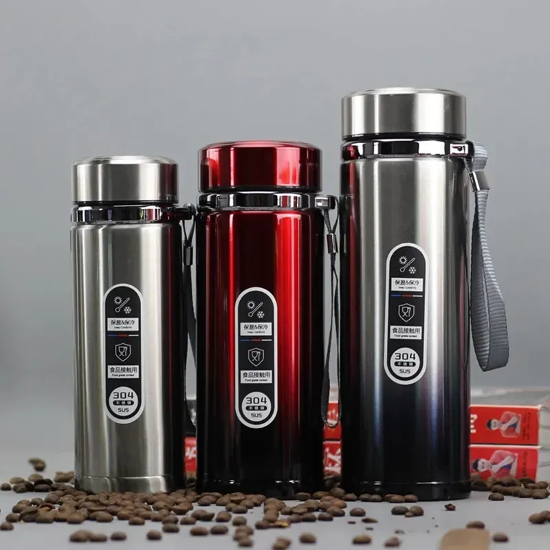 520 مل/750 مل/900 مل السعة عالية السعة Thermos القدح الفولاذ المقاوم للصدأ زجاجة ماء معزولة قارورة فراغ محمولة لأكواب الشاي المكتبي