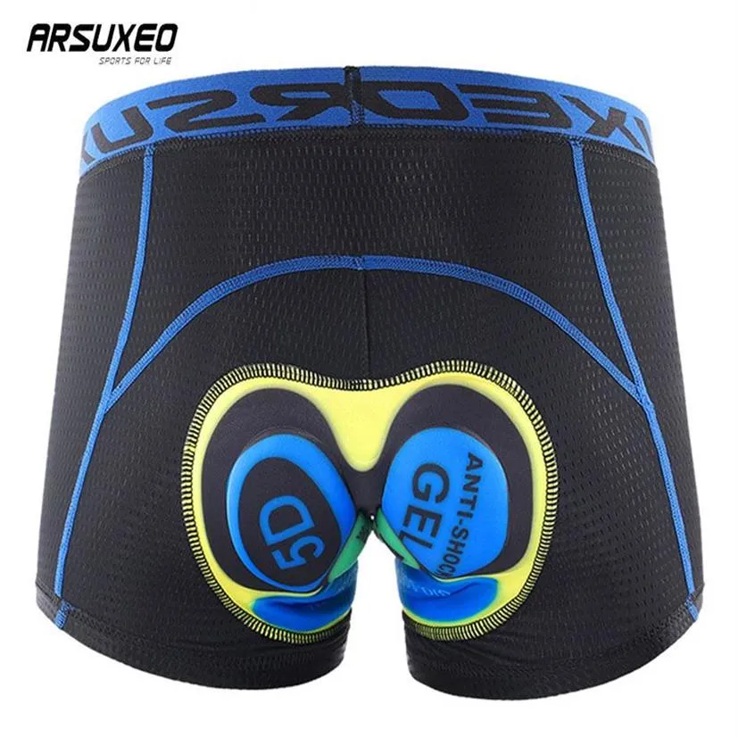 ARSUXEO – sous-vêtements de cyclisme antichoc avec coussin épais en Silicone, short de vélo Anti-transpiration pour hommes, rembourré 5D, Short251B