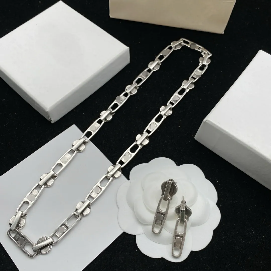 Save Big on Bulk Balenciaga Zipper Necklace Cuban Link Chain Bracelet Gold:  Zipper B Letter Necklace Earrings Set Punk Style Non Fading Thick Bracelet 