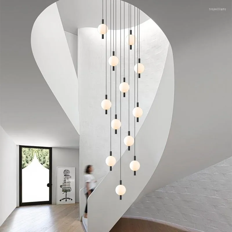 Lampade a sospensione Lampadario per scale Illuminazione Soggiorno di lusso moderno Sala espositiva minimale Cucina Mansarda sospesa
