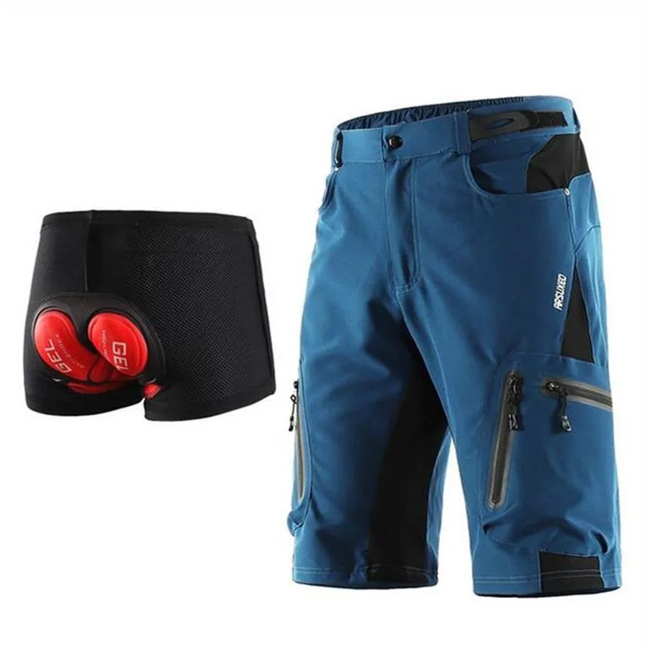 Pantaloncini da ciclismo da uomo ARSUXEO pantaloncini da bici vestibilità ampia pantaloni corti da bicicletta per sport all'aria aperta MTB resistenti all'acqua di montagna335N