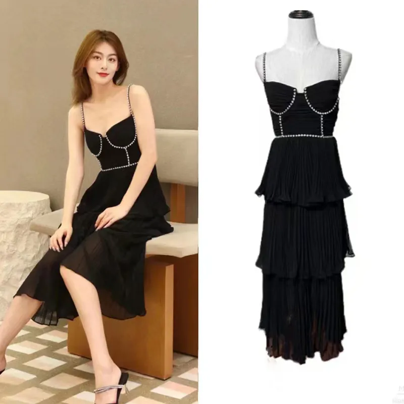 Casual Dresses AUTH Self Portrait Black Knit Lace Midi Dress-s-l