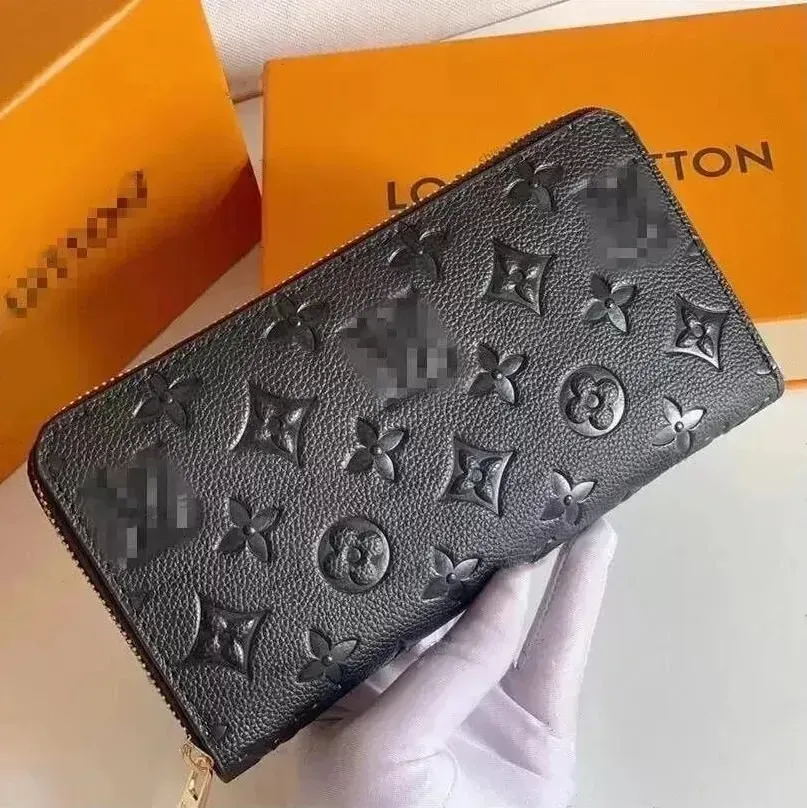 Women clutch Wallets designer wallet mens genuine leather long purse card holder business zippy checkered phone-bag Multiple interlayer