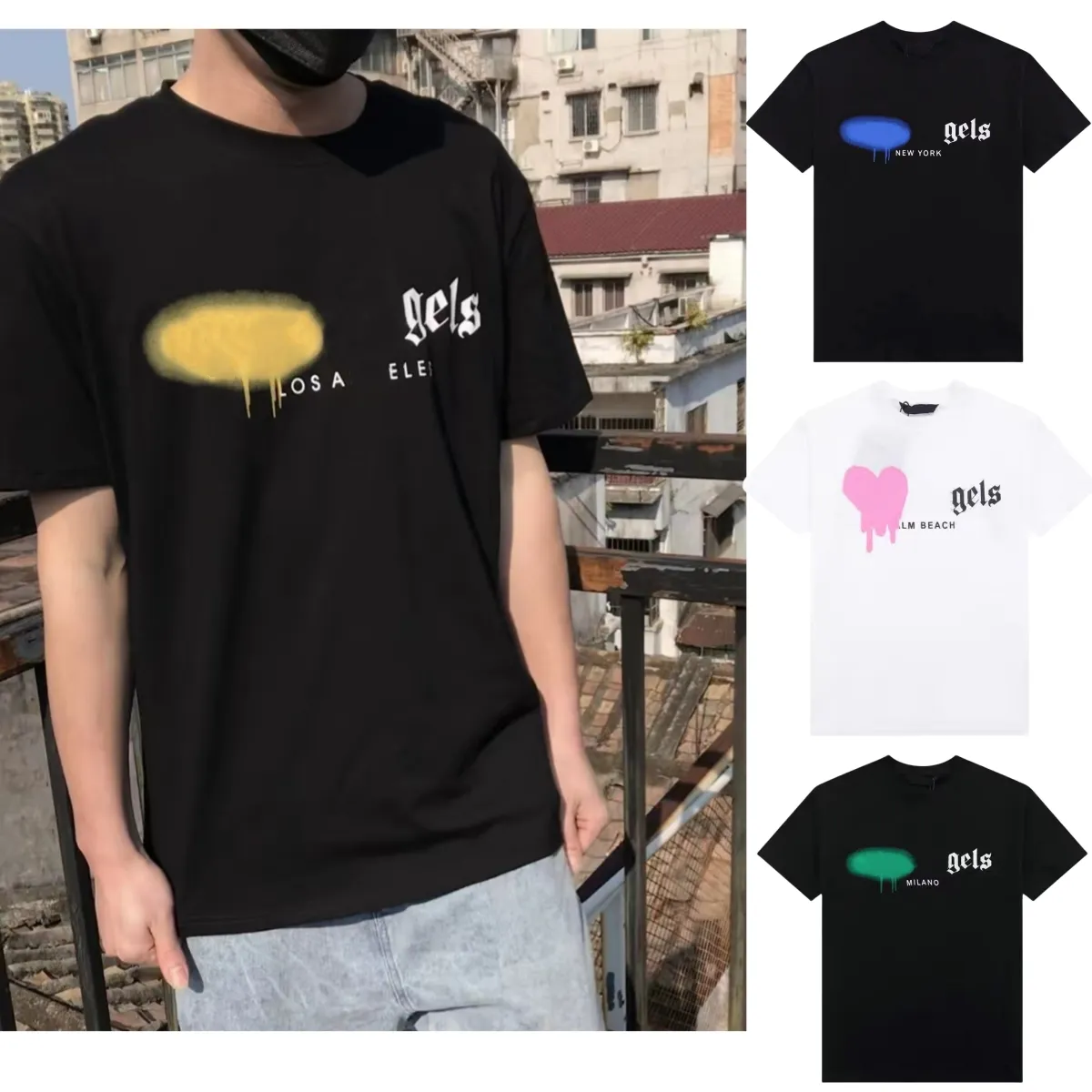 Diseñador de lujo camiseta para hombre camisas para hombres marea rociado streetwear carta algodón oso para mujer ropa unisex camiseta camiseta de gran tamaño ropa tops S M L XL