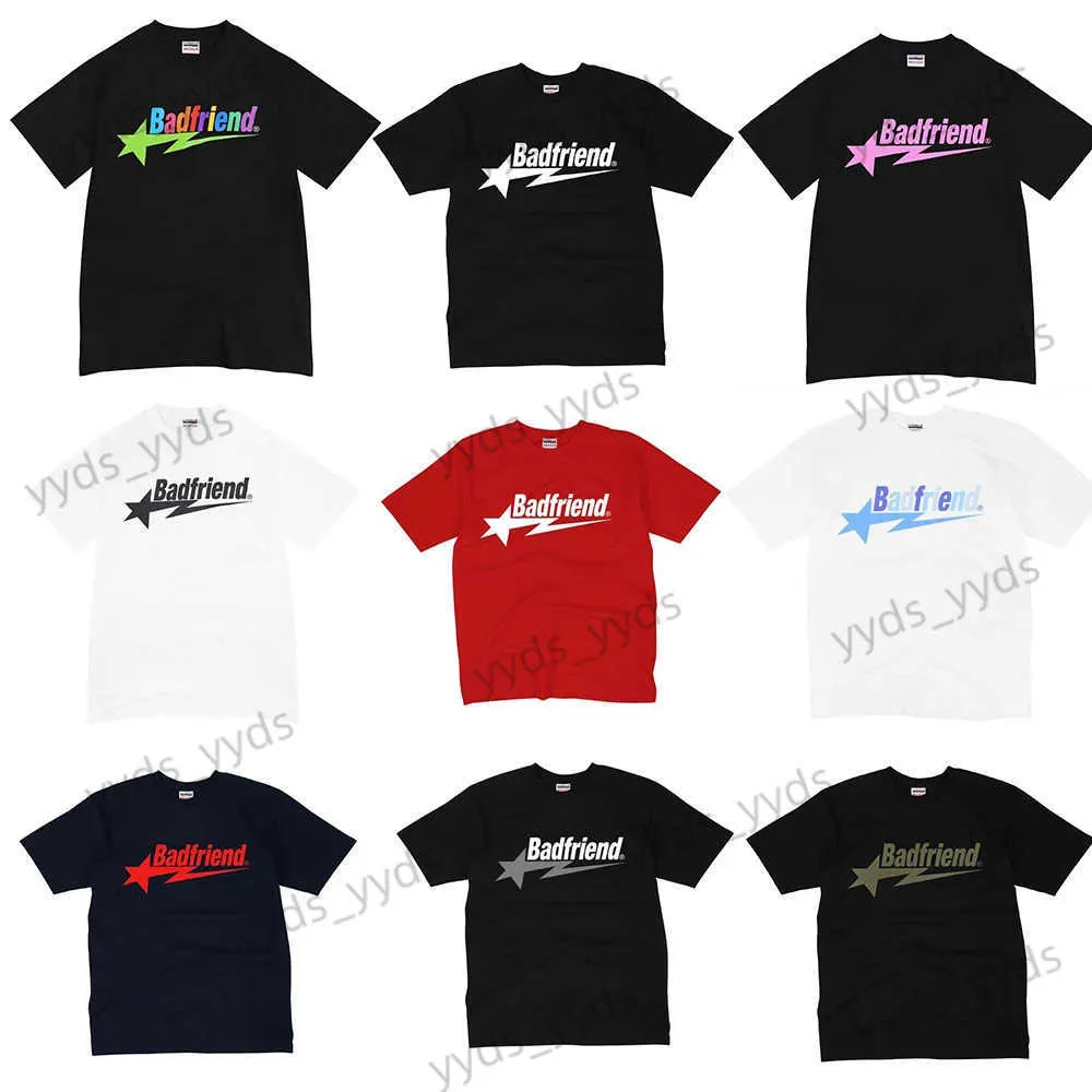 Homens camisetas Y2K Camiseta Harajuku Hip Hop Badfriend Carta Impressão Gótico Oversized Camiseta Homens Mulheres Novo Punk Rock Gótico Manga Curta Tops T231122