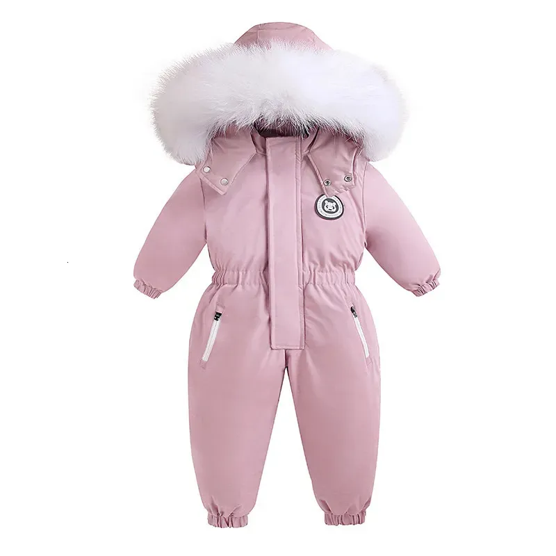 Vestes 30 hiver bébé vêtements épaissir combinaisons chaudes combinaisons de neige fille garçon veste à capuche imperméable barboteuses costumes de Ski enfants manteau vêtements d'extérieur 231122