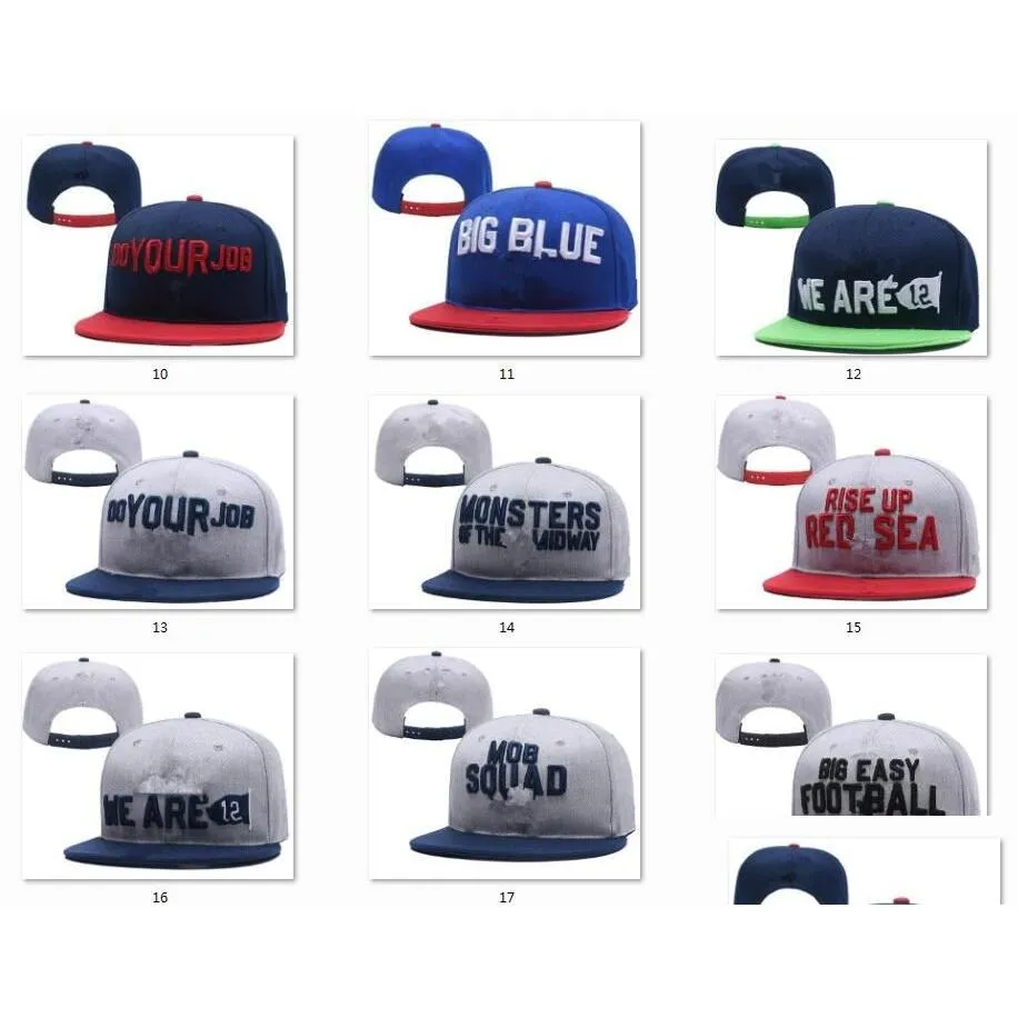 Snapbacks Nya Caps College fotboll Snapback Hatts Draft Cap 16 Team Mix Match Order All In Stock Top Quality Hat Wholesale Drop Deliv Dhtho