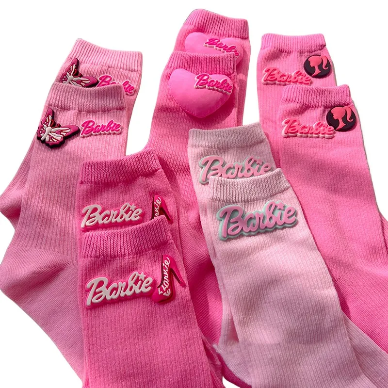 INS Kinderen dopamine kleur barbie sokken meisjes vlinder brief liefde hart applique sok herfst wit kinderen katoen gebreide sox Z5306