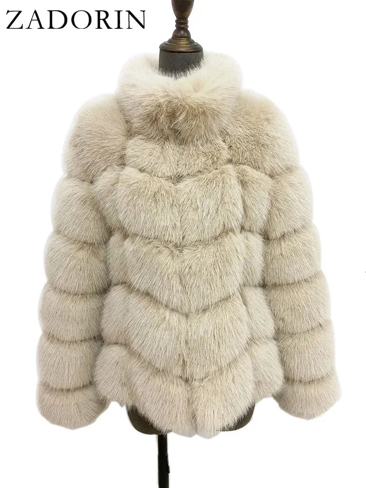 Mulheres de pele falsa Zadorin roupas de inverno para mulheres gola emenda manga longa casaco de pele falsa feminino preto branco fofo jaqueta casacos de pele sintética 231121