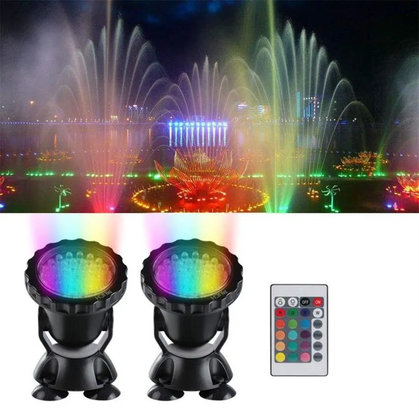 12V Submersible Pond Light Multi-Color Aquarium Spotlight for Garden Fountain Fish Tank RGB LED-belysning med fjärrkontroll268h