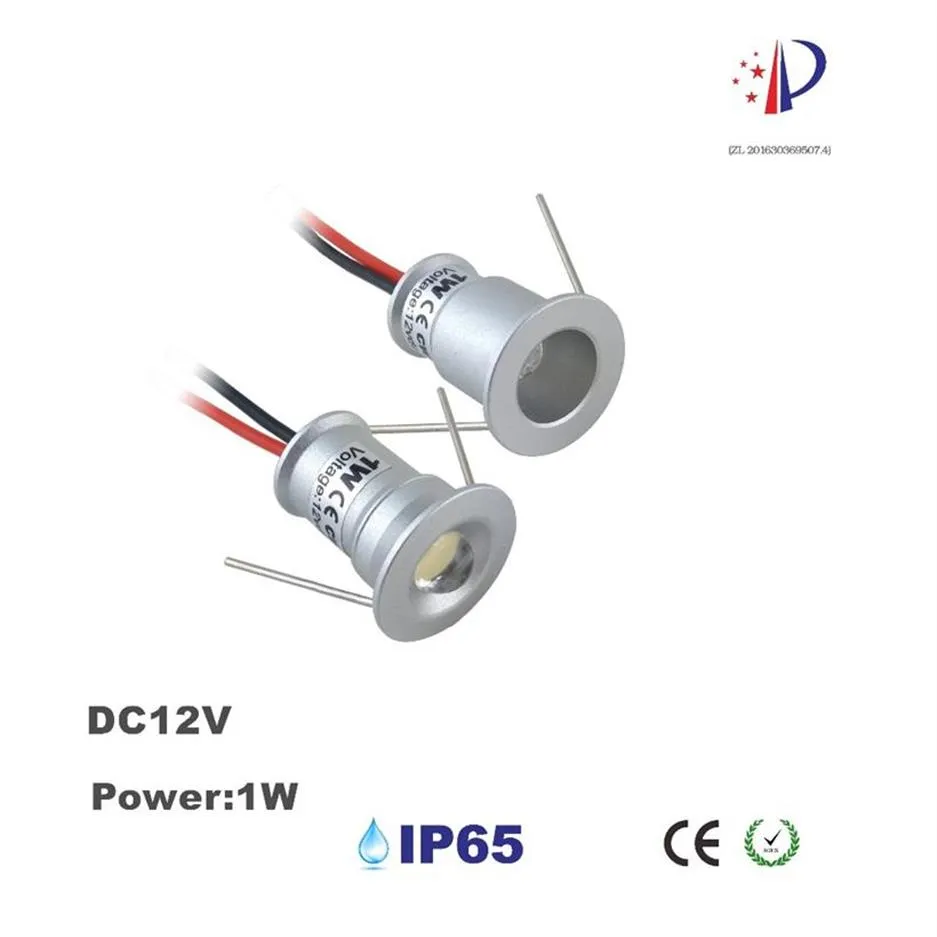 1 Вт мини -утопленный прожектор DC12V Светодиодный потолочный свет 15 -мм вырезанный 30D 120D Small Lowdlight 18pcs Cabinet Light2495326W