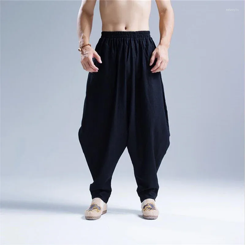 Pantalon homme coton lin ample pleine longueur pantalon homme été automne 2023 taille élastique Harem grande taille M-5XL 6XL décontracté