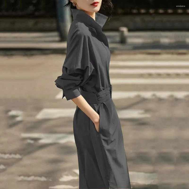 Casual Dresses 2023 British Style Long Thin Dress Brand Design Super Cool Summer Women's midje Slim Temperament