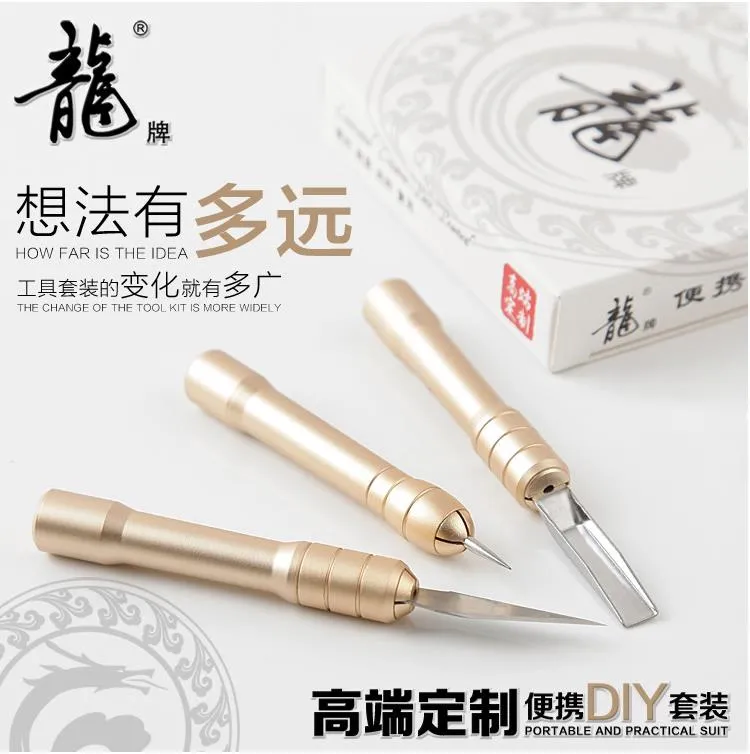 Smoking Pipes Dragon Brand Three Piece Smoking Tool Set Universal Gold and Silver Two Colors