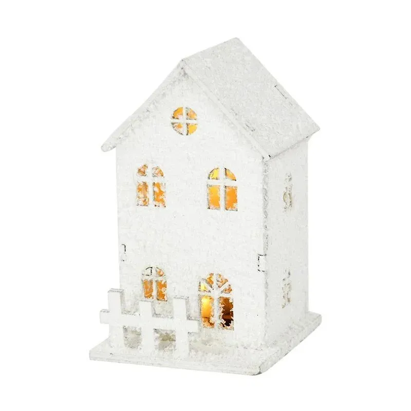 Kerstversiering Kerstornament Led-licht houten huis met sneeuwvlok Lichtgevende cabine 231121