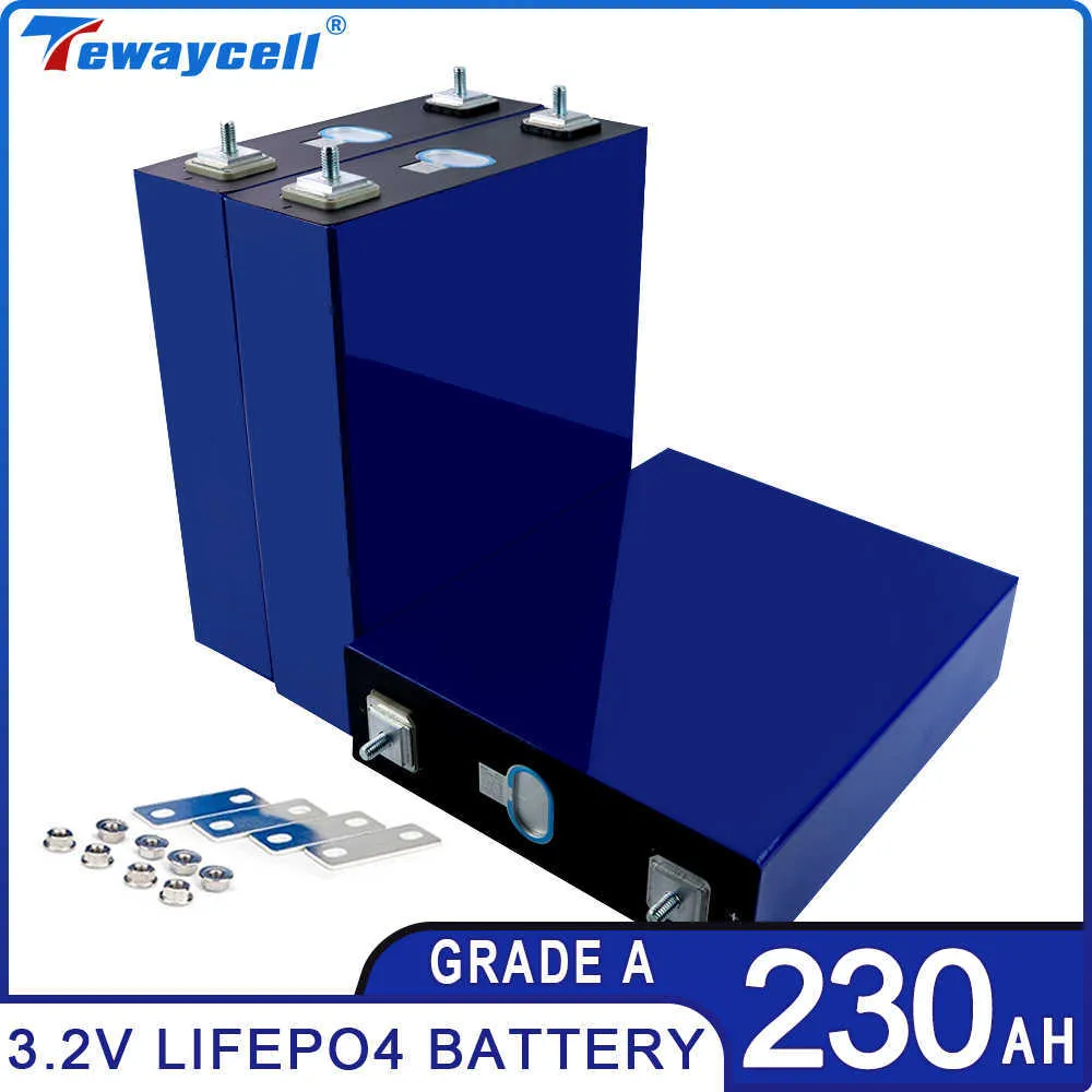 TEWAYCELL NEW 3.2V 230AH LIFEPO4 Batteripaket A LITIUM IRON FOSFAT PRISMATIC RV POWER SOLAR MED CABBAR EU US TaxFree