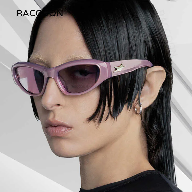 Sunglasses Fashion Bold Y2K Sunglasses Women Star Decorate Sport Sun Glasses Men Vintage Futuristic Pink Shades New Luxury Brand Streetwear J230422