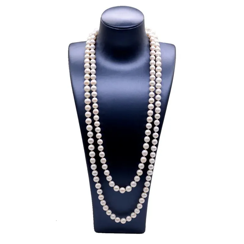 Anhänger Halsketten Perle Lange Halskette Natürliche Süßwasser Weiße Perle Lange Pullover Kette Verlobungskleid Halskette Frauen Lange Halskette231118