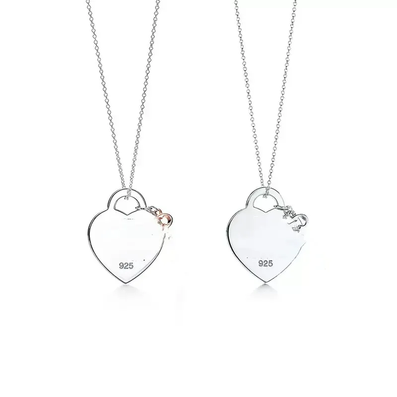 Fashion Stainless Steel Heart Shaped Key Original Sier Love Necklace Female DIY Pendant Jewelry Gift Clavicle Chain