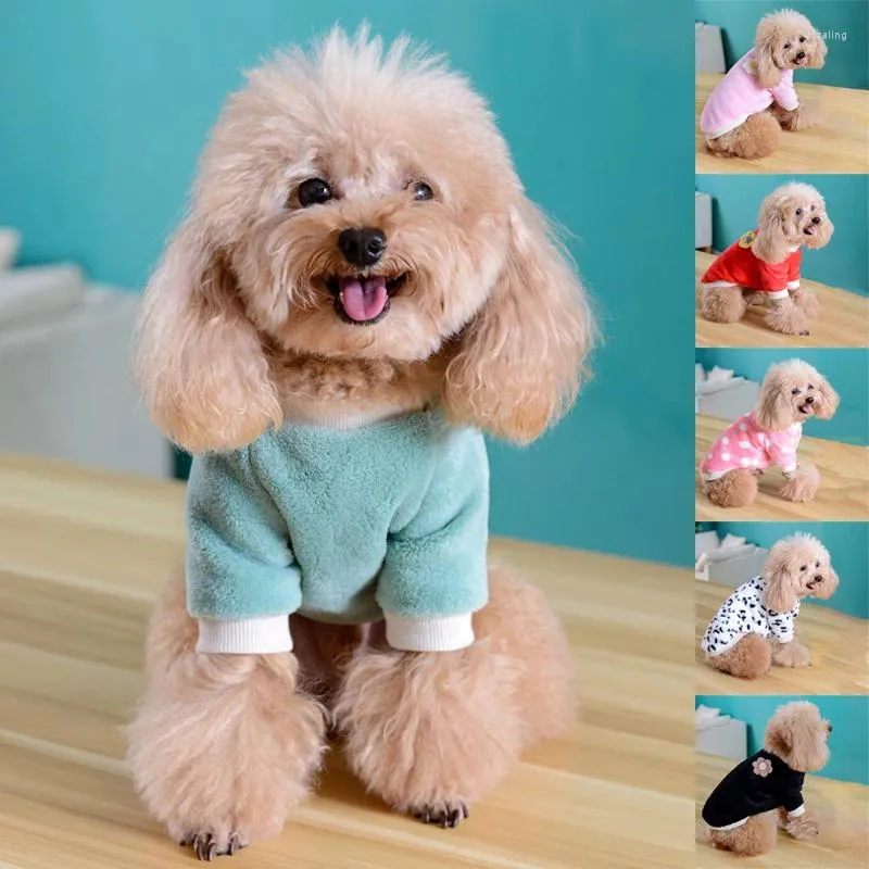 犬のアパレル秋の冬のペット服猫甘いサンゴベルベットコスチューム小型犬ベストパグテディベアソフトウォーム