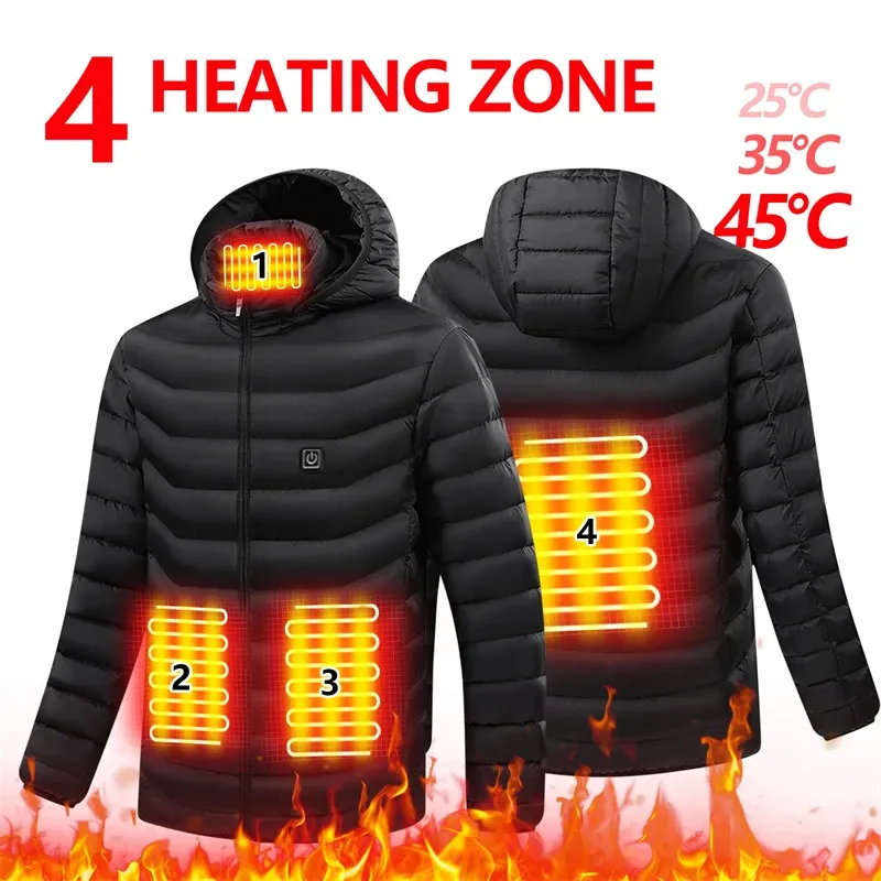 Heren donsparka's Heren 4-zone verwarmingsjack Winter Elektrisch verwarmde kleding USB-opladen Waterdicht Windjack Warmte Outdoor Skiën Jas S-2xl 231122