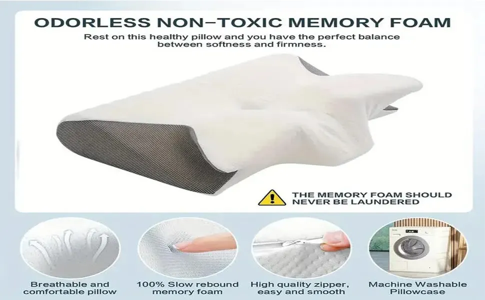 Almohada De Masaje Para El Cuello Almohada Para El Cuello Con Memoria Para Dormir Rebote Lento Comoda Almohada Para Dormir Con Espuma Viscoelastica Almohada Ortopedica Cervical Para Masaje De Cuello A...