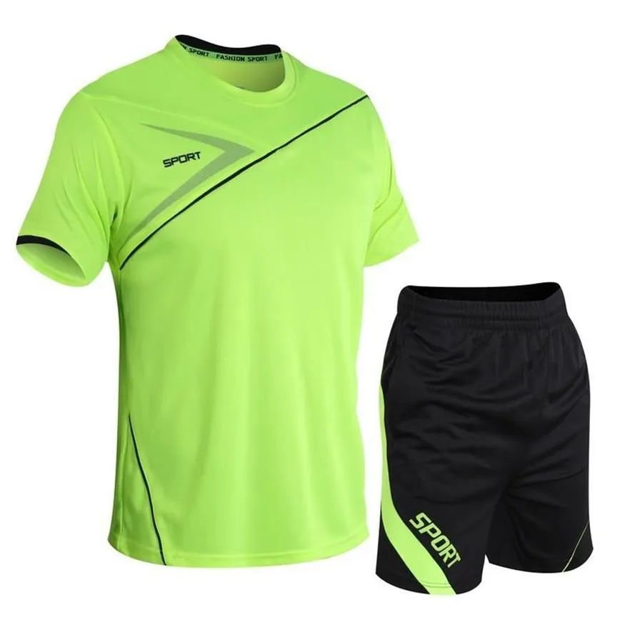 Tute da uomo Set ad asciugatura rapida Tuta da uomo Abbigliamento sportivo Manica corta Fitness Basket Tennis Calcio Taglie forti Abbigliamento da palestra180n