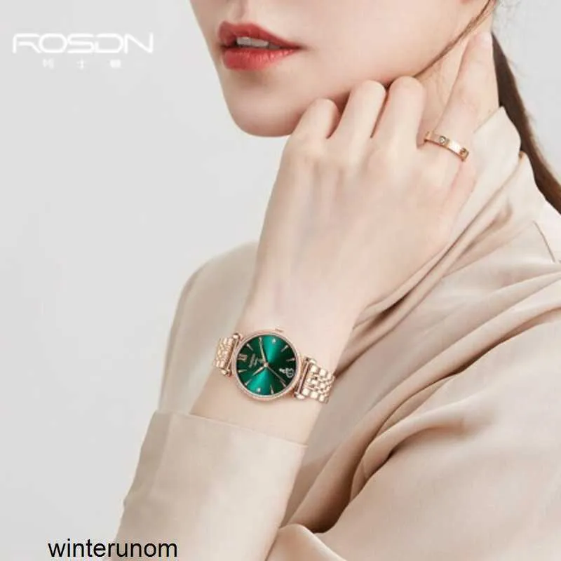 Rosdn Women's Swiss Quartz Watch Waterproof Stainless Steel, Ginkgo Leaf  Design, Fashionable Ladies Timepiece