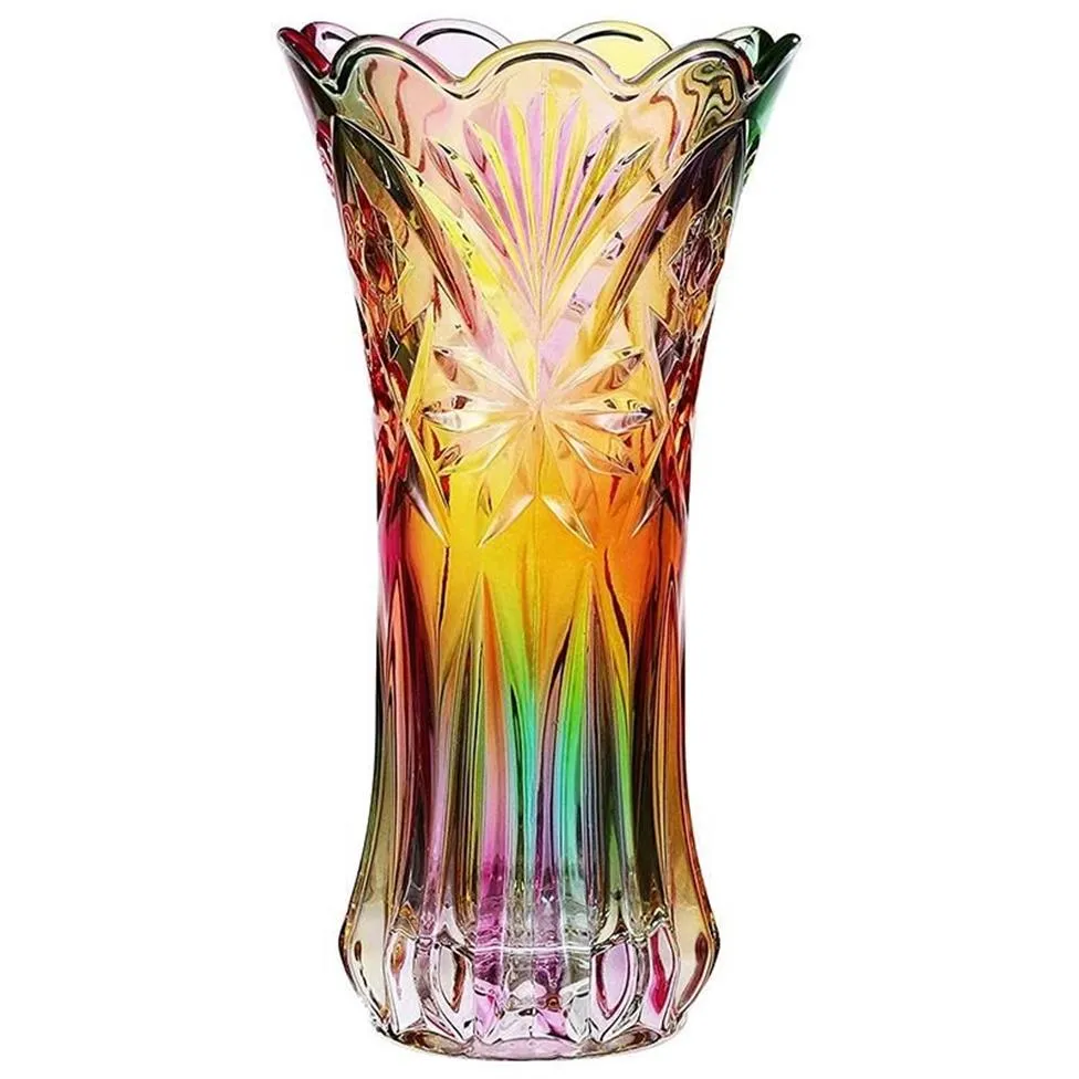 花瓶のクリスタルガラス虹の装飾植物容器ポットクリスマス秋のクリスマスディナーテーブル装飾Vase324U
