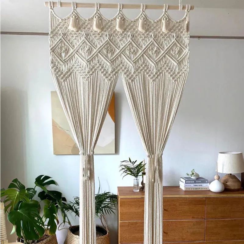 Tapeçarias mão-tecido macrame algodão porta cortina tapeçaria tapeçaria arte tapeçaria boho decoração bohemia casamento pano de fundo decoração de casa 231122