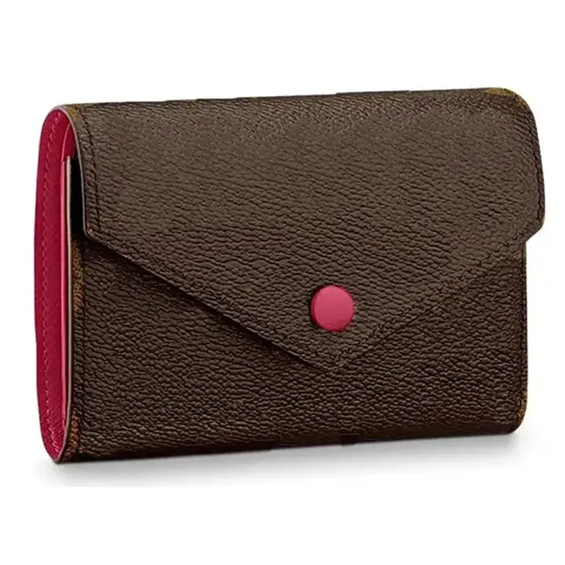 Designer wallet Rosalie series logo print button open and close coated canvas parquet leather wallet Women Victorine two sticker bags new Card holder card bag 02