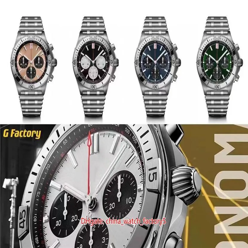 GF Maker Nuovo prodotto Orologio di qualità eccellente 42mm Chronomat 904 Cronografo in acciaio funzionante Asia 7750 Movimento meccanico automatico da uomo 193f