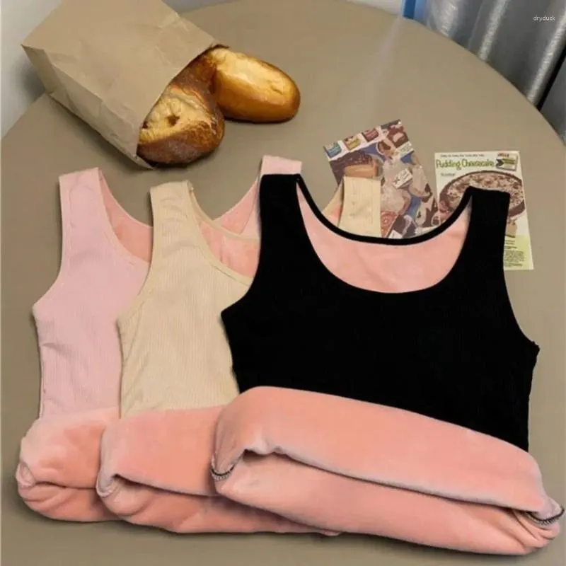 Camisoles Tanks Women Thermal Underwear Top Fashion Winter Plus Velvet Shirt Kvinnlig undertröja Sömlös ärmlös väst