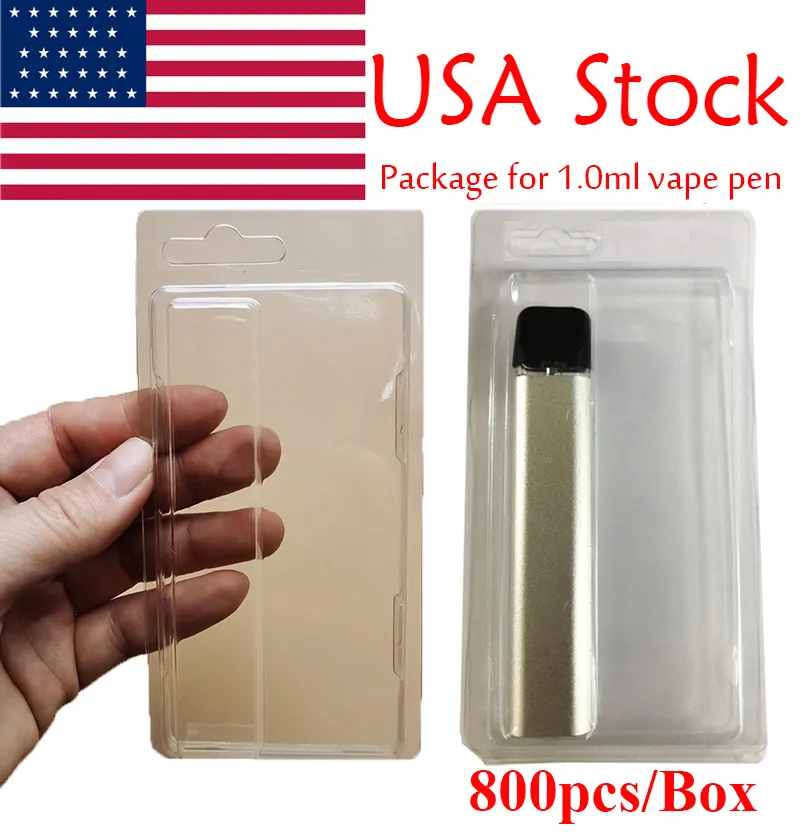 USA Stock Blister Pack Cases 1ml Vape Pen Packaging Clear PVC Hanger Vaporizer Pens Atomizers Package Plastic ClamShell Case E Cigarettes Custom Cards 800pcs one box