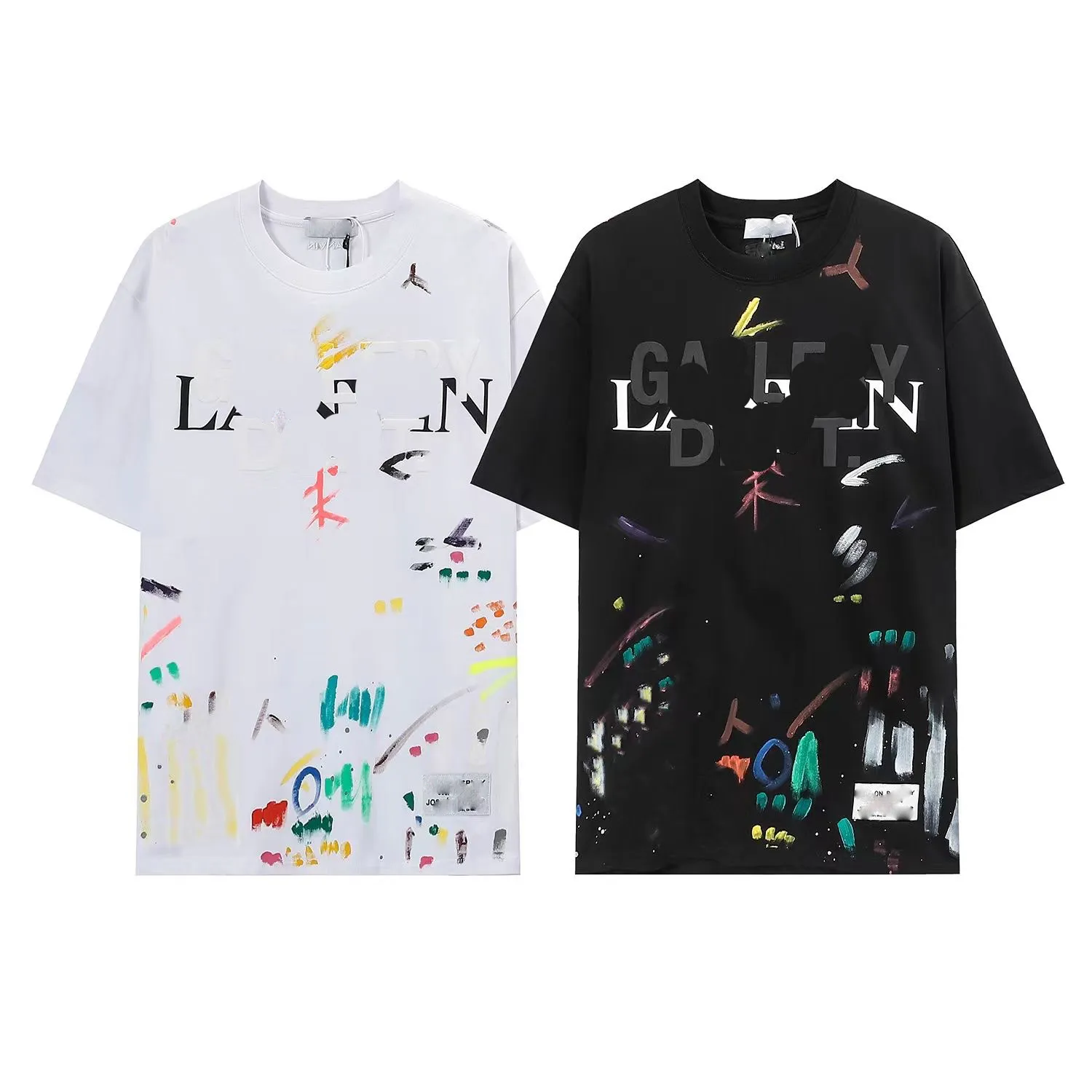 Gal Lavin Mens Designer T Shirt Casual Man Dames T-handgeschilderde inkt Splash Graffiti Letters Losse korte mouwen High Street Series Rock