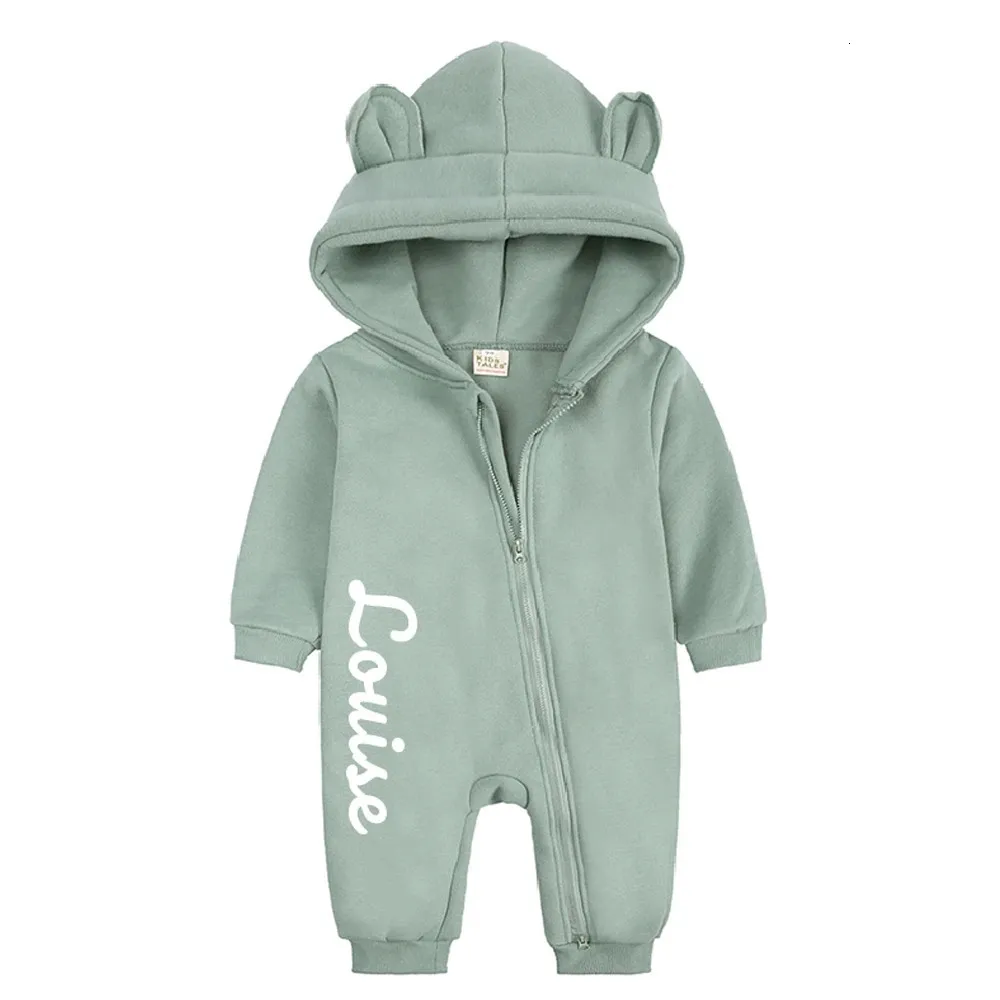 Salıncaklar Özel Bebek Ayı Tulum Giysileri Solid Bebek Polar Romper Pamuk Doğdu Bodysuit Toddler Kişiselleştirilmiş Hediye 0 24M 231122