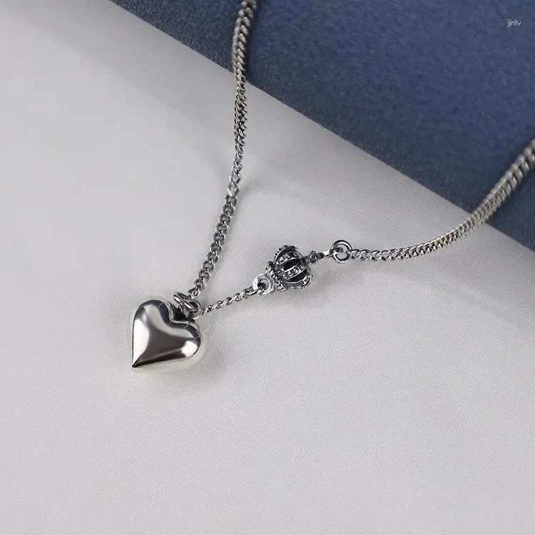 Pendants All Matching Real 925 Sterling Silver Necklace For Women Cubic Heart Crown Shaped Pendant Luxury Designer Jewelry