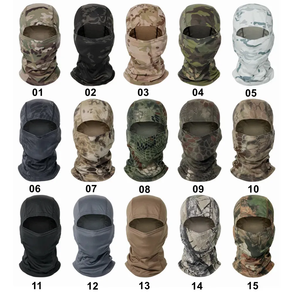 Cappellini da ciclismo Maschere Passamontagna tattico mimetico Maschera a pieno facciale Sci Bici Esercito Caccia Copricapo Sciarpa Multicam Militare Airsoft Cap Uomo 231122