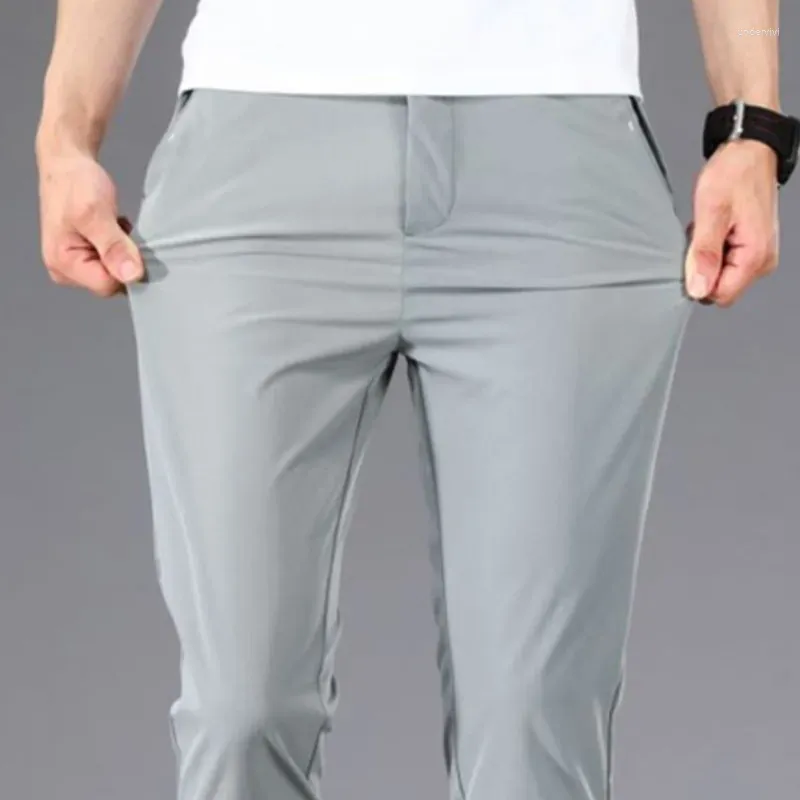 Pantaloni da uomo di alta qualità per uomini d'affari casual alla moda versatili sportivi vestibilità regolare pantaloni dritti lisci leggeri e comodi