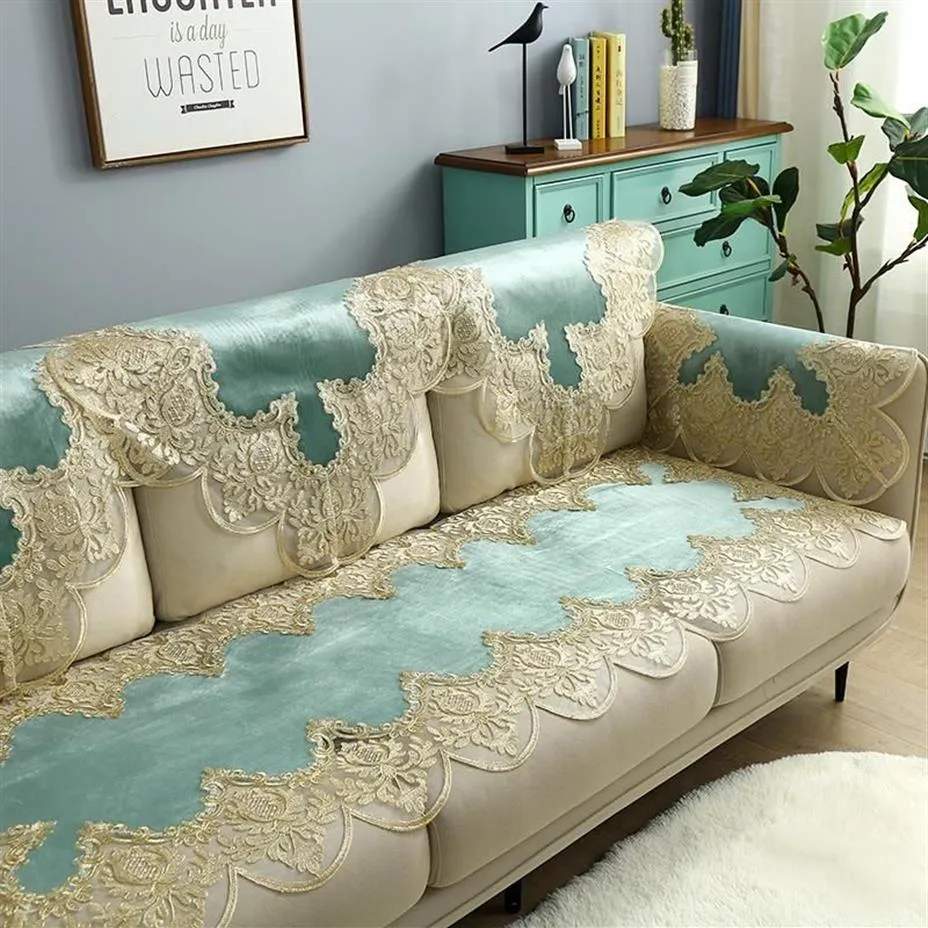 Cadeira cobre estilo europeu simples de alta qualidade tridimensional renda sofá encosto toalha poeira sofá capa decoração sofás para l255o
