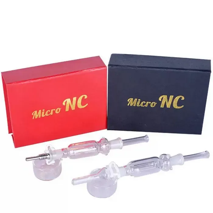 Micro 10mm NC Nector Collector Kits Rökningstillbehör med domelösa rostfritt stål Glasspetsar Titan Tips Oil Dab Rigs Vaporizer LL