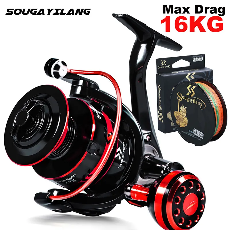 Baitcasting Reels Sougayilang 2000-7000 Spinning Moulinet de pêche Bobine en métal Moulinet de pêche Max Drag 16KG Puissant Moulinet de pêche à la carpe pour eau douce 230421