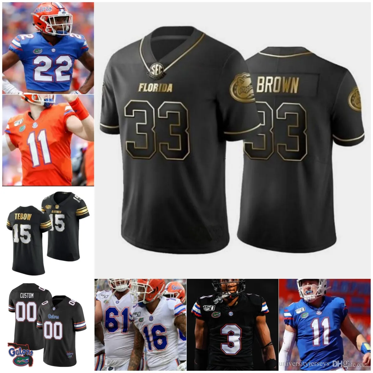 Florida Gators College Football Jerseys 6 Jeff Driskel Jersey 11 Kyle Trask 15 Tim Tebow 22 E.Smith 81 Aaron Hernandez Kyle Pitts Kadarius Toney Hammond Personalizado