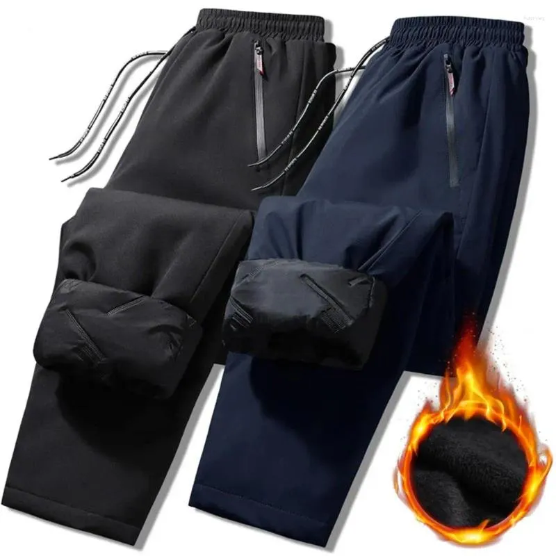 Pantalon pour homme Couleur unie Chaud et confortable Pantalon de survêtement d'hiver avec poches élastiques à la taille Idéal pour le jogging Exercice Tenue décontracté Renforcé