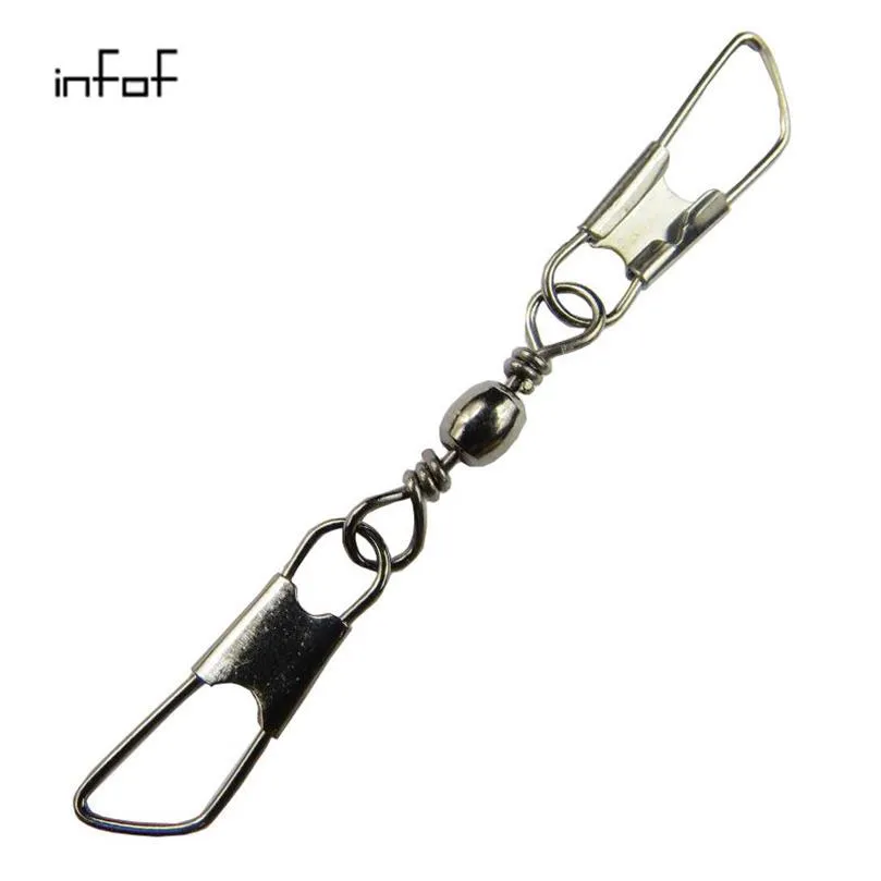 INFOF Ganze 500 teile/los Angeln Wirbel Snap Barrel Wirbel Mit safty Snap bass Fishing Tackle karpfen angeln ausrüstung253N